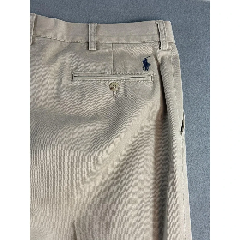 VTG Polo Ralph Lauren Pants Mens 35x32 Beige Classic Fit Chino Straight Casual